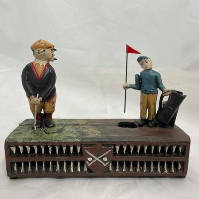 -206- COLLECTIBLE | Cast Iron Golfer Bank