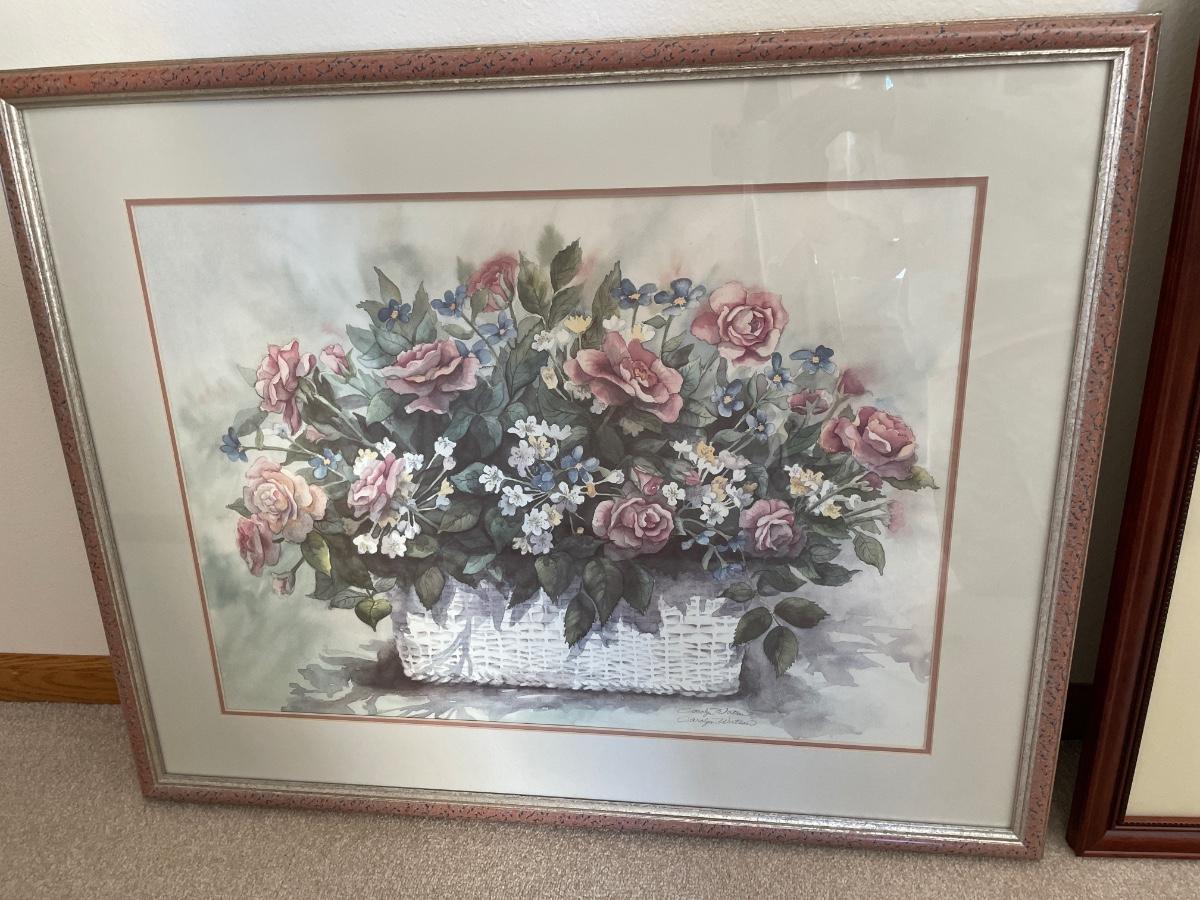 Floral framed art & girls in the meadow framed art