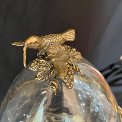 Decorative Glass Egg Container with Lid and Hummingbirds (DR-MK)