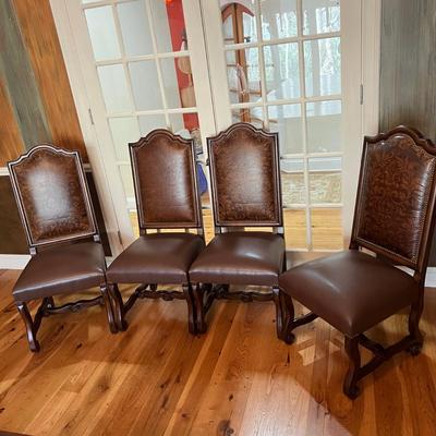 Four Armless Leather Dining Chairs (DR-ML)