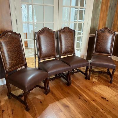 Four Armless Leather Dining Chairs (DR-ML)