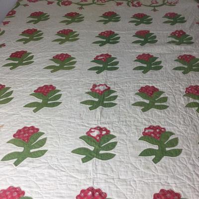 965 Antique Rose Variation Quilt C. 1870 Pennsylvania