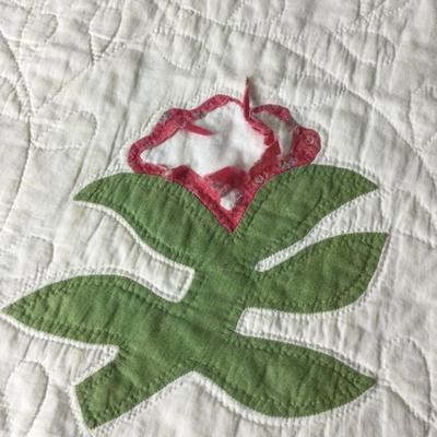 965 Antique Rose Variation Quilt C. 1870 Pennsylvania