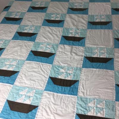 966 Vintage Ship Nautical Quilt 80â€ x 100â€