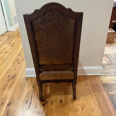Four Leather Distressed Armless Dining Chairs (DR-MK)