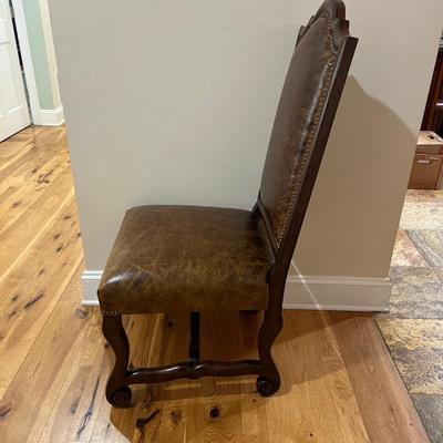 Four Leather Distressed Armless Dining Chairs (DR-MK)
