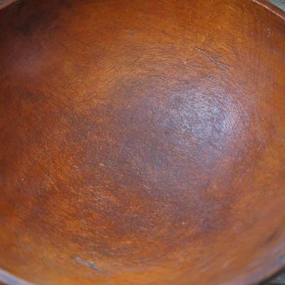 ANTIQUE WOODEN TURNED BOWL 17 1/2"