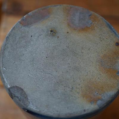 PAIR OF ANTIQUE PRESERVE JARS. ONE STENICLLED ADVERTISING