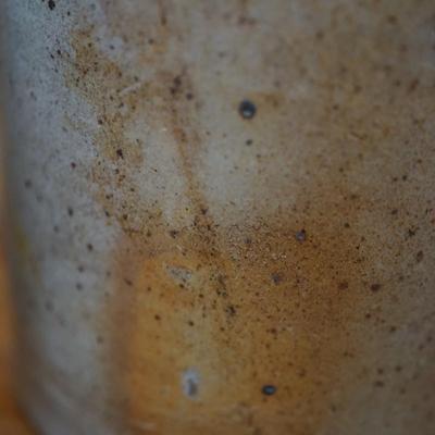 PAIR OF ANTIQUE PRESERVE JARS. ONE STENICLLED ADVERTISING