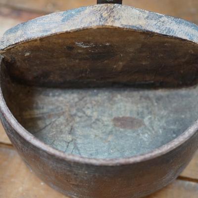 ANTIQUE STONEWARE JUG AND VERY OLD HANGING BOX.