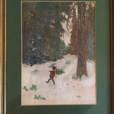 974 Snow Scene Painting Signed and Dated