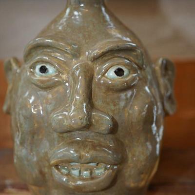 JW FANNIN UGLY FACE MOONSHINE  SOUTHERN FOLK ART  DATED ON BASE 2009