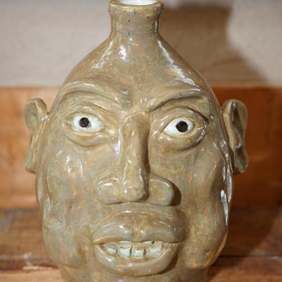 JW FANNIN UGLY FACE MOONSHINE  SOUTHERN FOLK ART  DATED ON BASE 2009