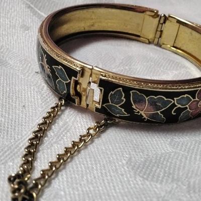 Vintage Beautiful Cloisonne Bracelet with Butterflies and Flowers