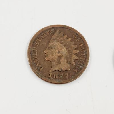 2 - 1887 INDIAN HEAD PENNIES