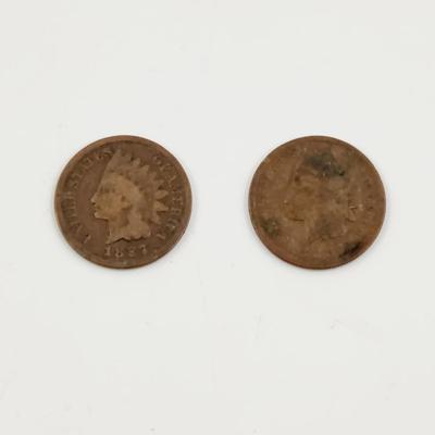 2 - 1887 INDIAN HEAD PENNIES
