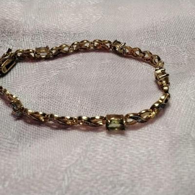 Ross Simons Gold Vermeil Diamonds and Varied Gems (Aquamarine, Peridot. Amethyst. Citrine) 7" 925 Bracelet