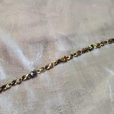 Ross Simons Gold Vermeil Diamonds and Varied Gems (Aquamarine, Peridot. Amethyst. Citrine) 7" 925 Bracelet