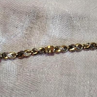 Ross Simons Gold Vermeil Diamonds and Varied Gems (Aquamarine, Peridot. Amethyst. Citrine) 7" 925 Bracelet