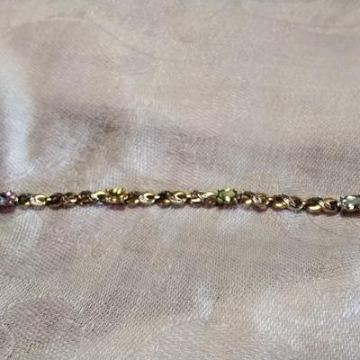 Ross Simons Gold Vermeil Diamonds and Varied Gems (Aquamarine, Peridot. Amethyst. Citrine) 7" 925 Bracelet