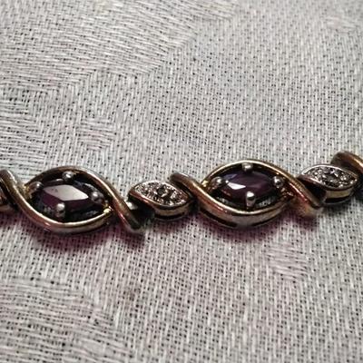 Vintage Ross Simons Ruby and Diamonds  7" Gold Vermeil Bracelet