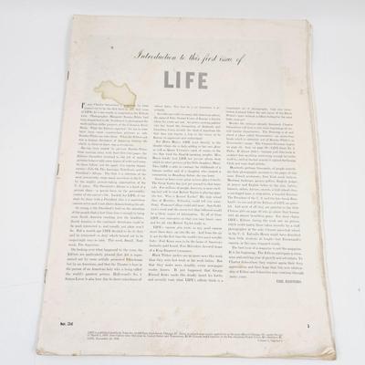 1st ISSUE OF LIFE MAGAZINE - NOV 23RD, 1936 - NO COVER