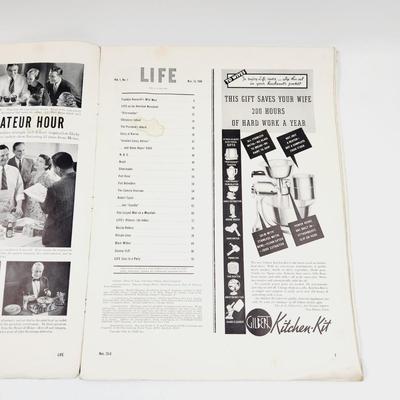 1st ISSUE OF LIFE MAGAZINE - NOV 23RD, 1936 - NO COVER