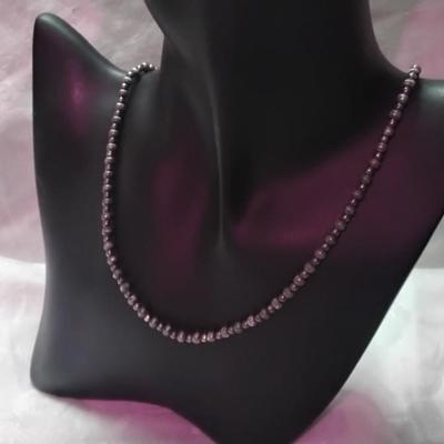 Vintage Hematite and Black 925 Bead 19" Necklace