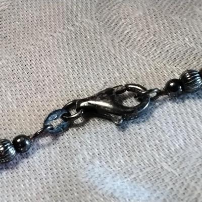 Vintage Hematite and Black 925 Bead 19" Necklace