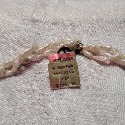 Beautiful Danecraft 16" Torsade Keshi Pearl Necklace with 14K Clasp