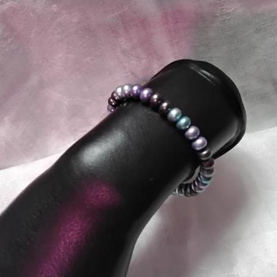 Beautiful Jewel Tones  7mm Pearl Adjustable Bracelet