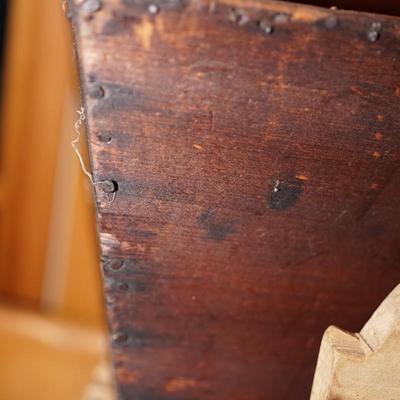 ANTIQUE SMALLER GRAIN BOX & PIG CUTTING BOARD CUT OUT.