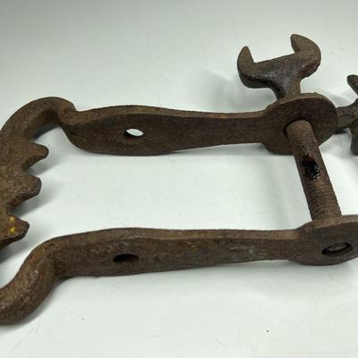Antique Pair of 19th Century Hand Wrought Iron Plow Devices Clevises