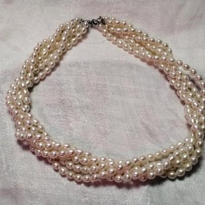 Beautiful 17" 5 Strand 5.5 mm Torsade Necklace