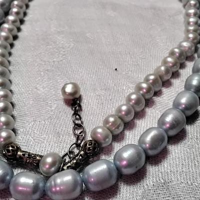 Vintage Baby Blue Dual Strand of 8.5 mm/7.5 mm Pearl 16" Necklace