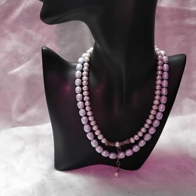 Vintage Baby Blue Dual Strand of 8.5 mm/7.5 mm Pearl 16" Necklace