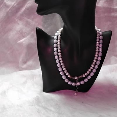 Vintage Baby Blue Dual Strand of 8.5 mm/7.5 mm Pearl 16" Necklace