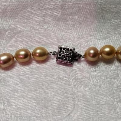 Vintage Attractive Champagne 7 mm Pearls 17" Necklace With 14K GF Clasp