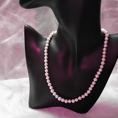 Very Nice Sheen White 7mm 16" Necklace With 16" Necklace 14 GF Clasp