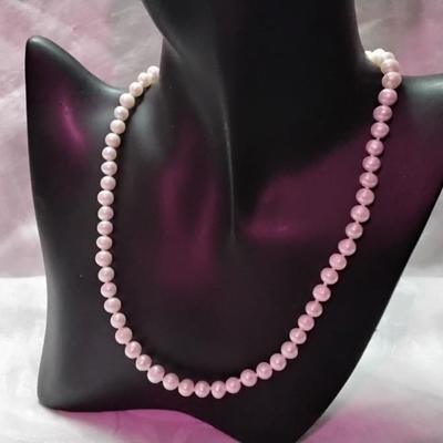 Very Nice Sheen White 7mm 16" Necklace With 16" Necklace 14 GF Clasp