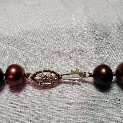 Gorgeous Cranberry 9mm Pearls 18" Necklace With 14K Clasp