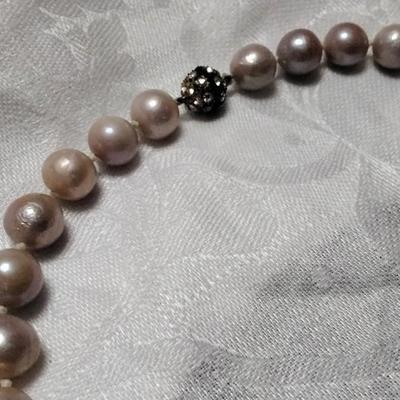 Vintage Lavender 11 mm Pearl 18" Necklace With Stunning Magnetic Clasp