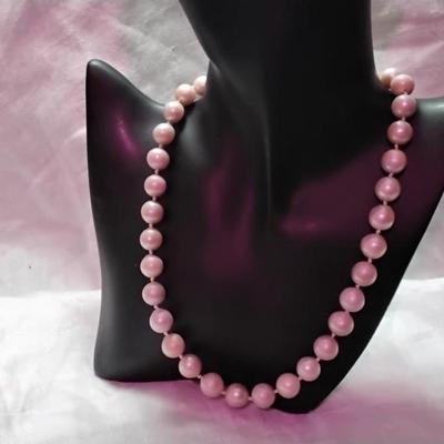 Vintage Lavender 11 mm Pearl 18" Necklace With Stunning Magnetic Clasp