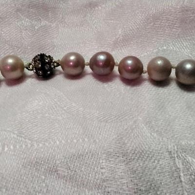 Vintage Lavender 11 mm Pearl 18" Necklace With Stunning Magnetic Clasp