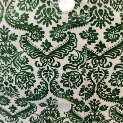 VINTAGE CALIFORNIA GIRL GREEN FLORAL PRINT VELVET SHORT SLEEVE TOP SIZE 11