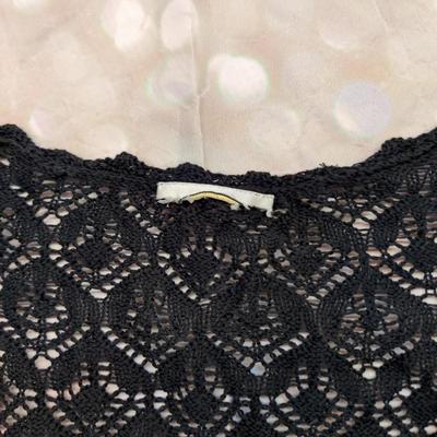 TALBOTS BLACK LONG SLEEVE CROCHET PULLOVER LOOSE-KNIT TOP