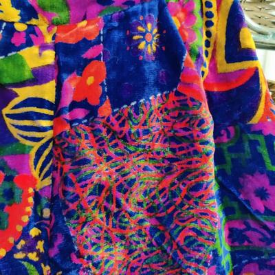 FABULOUS VINTAGE PATCHWORK PRINT CRUSHED VELVET BELL BOTTOM PANTS WAIST 26"