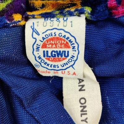 FABULOUS VINTAGE PATCHWORK PRINT CRUSHED VELVET BELL BOTTOM PANTS WAIST 26"