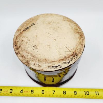 VINTAGE BROWN GLAZE POTTERY CROCK NUMBERED