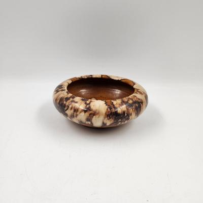 VINTAGE POTTERY STREAK GLAZE BROWN BOWL PLANTER
